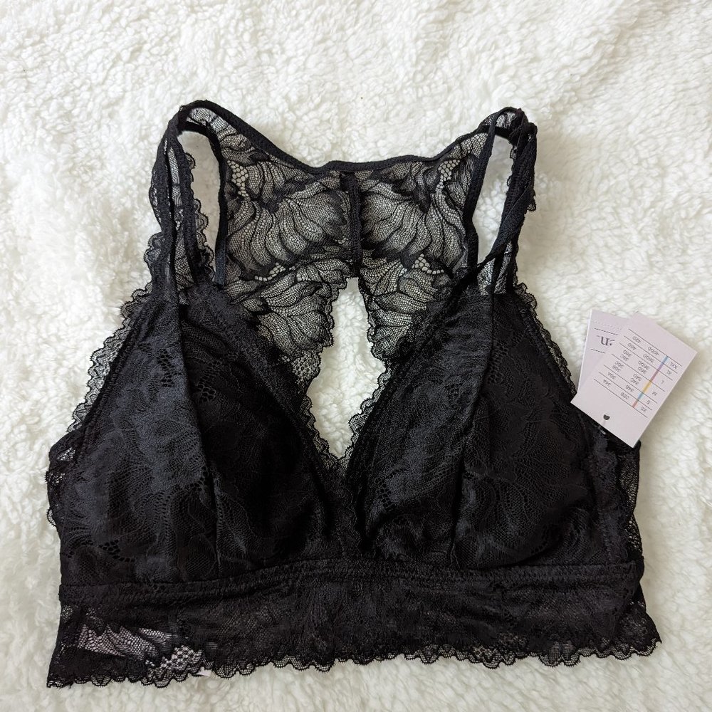 NWT Women's Auden Plunge Lace Bralette Black Small